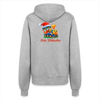 Weihnachtlicher Kinderzug – Merry Christmas Train - Frauen Kapuzenjacke - Grau meliert - Hinten - Maraike (178cm)