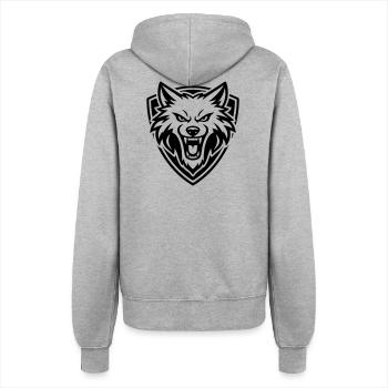 Wolf Kopf Wappen - Frauen Kapuzenjacke - Grau meliert - Hinten - Maraike (178cm)