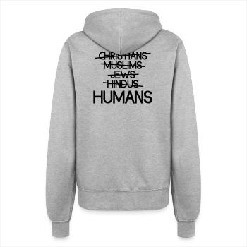 Les humains avant la religion - Message - Veste à capuche Femme - gris chiné - Dos - Maraike (178cm)