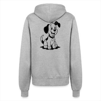 Hundefreundlicher Cartoon - Frauen Kapuzenjacke - Grau meliert - Hinten - Maraike (178cm)
