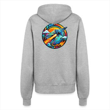 Neon Düsen Jet im Feuer Kreis Retro Space Rakete - Frauen Kapuzenjacke - Grau meliert - Hinten - Maraike (178cm)