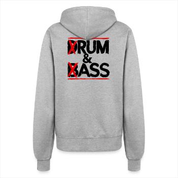 Drum & Bass / Musique du groupe Drum & Ass Drummer - Veste à capuche Femme - gris chiné - Dos - Maraike (178cm)