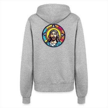 Jesus Vitrail Coloré - Veste à capuche Femme - gris chiné - Dos - Maraike (178cm)
