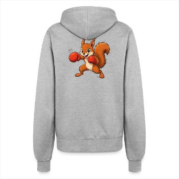 Boxendes Eichhörnchen Cartoon Spaß Motiv  - Frauen Kapuzenjacke - Grau meliert - Hinten - Maraike (178cm)