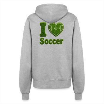 I Love Soccer Gras Herz Fußballfeld Design - Frauen Kapuzenjacke - Grau meliert - Hinten - Maraike (178cm)