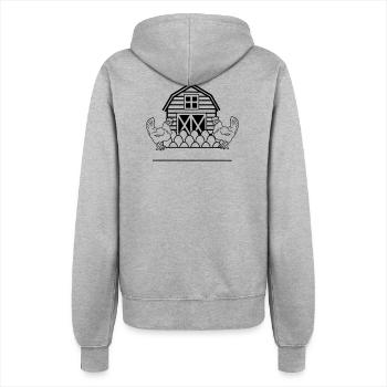 Chicken farm monogram with two chickens - Women’s Hooded Jacket - heather grey - Back - Maraike (178cm)