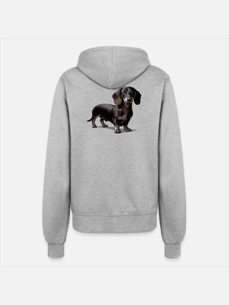Dackel - Frauen Kapuzenjacke - Grau meliert