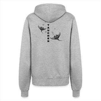 Tauchen – Tribal Manta Rochen Design - Frauen Kapuzenjacke - Grau meliert - Hinten - Maraike (178cm)
