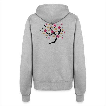 stylized cherry blossom tree in spring - Women’s Hooded Jacket - heather grey - Back - Maraike (178cm)