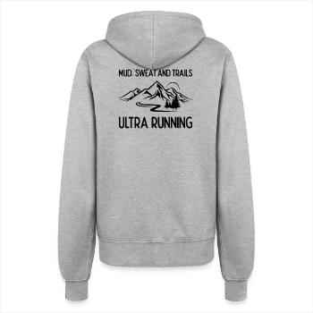 Ultra Running - Mud, Sweat and Trails - Women’s Hooded Jacket - heather grey - Back - Maraike (178cm)