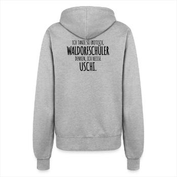wortwitz waldorf humor - Frauen Kapuzenjacke - Grau meliert - Hinten - Maraike (178cm)