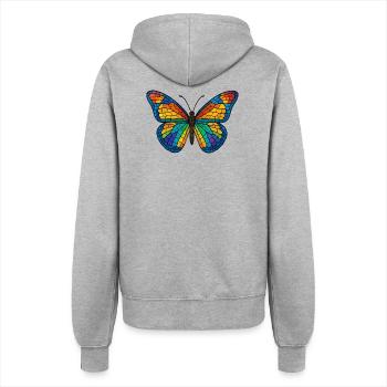 Bunter Mosaik-Schmetterling - Frauen Kapuzenjacke - Grau meliert - Hinten - Maraike (178cm)