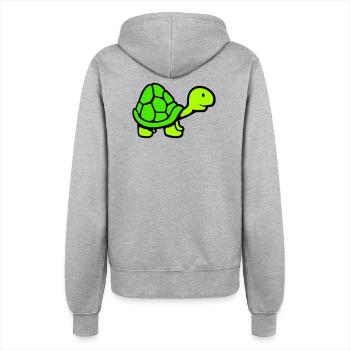 Schildkröte langer Hals lächelt glücklich lustig - Frauen Kapuzenjacke - Grau meliert - Hinten - Maraike (178cm)