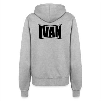 Name T-Shirt Ivan T-Shirt Geschenkidee T-Shirt - Frauen Kapuzenjacke - Grau meliert - Hinten - Maraike (178cm)