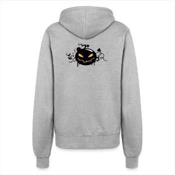 black halloween pumpkin with glowing eyes - Women’s Hooded Jacket - heather grey - Back - Maraike (178cm)