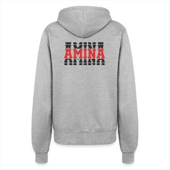 t-shirt Amina t-shirt gift idea stacked text - Women’s Hooded Jacket - heather grey - Back - Maraike (178cm)