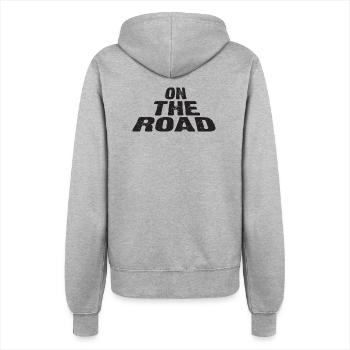Sur la route : une typographie audacieuse - Veste à capuche Femme - gris chiné - Dos - Maraike (178cm)