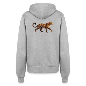 Ornamentierter Leopard Tribal Floral Muster Motiv - Frauen Kapuzenjacke - Grau meliert - Hinten - Maraike (178cm)