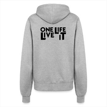 One Life Live it 4x4 Motto Lebensmotto Geschenk - Frauen Kapuzenjacke - Grau meliert - Hinten - Maraike (178cm)