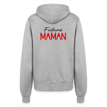 Future Maman – Cute French Pregnancy Announcement  - Veste à capuche Femme - gris chiné - Dos - Maraike (178cm)