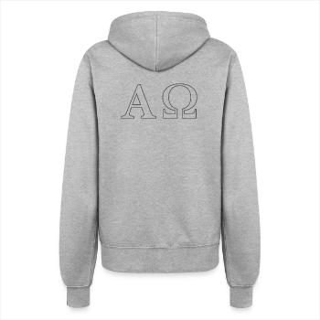 Alpha Omega Minimal Line Art - Women’s Hooded Jacket - heather grey - Back - Maraike (178cm)
