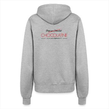 Pain au Chocolat VS Chocolatine - Veste à capuche Femme - gris chiné - Dos - Maraike (178cm)