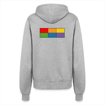 LGBT_Regenbogen_Farbblock-Raster  - Frauen Kapuzenjacke - Grau meliert - Hinten - Maraike (178cm)