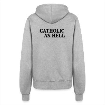 catholic as hell - Frauen Kapuzenjacke - Grau meliert - Hinten - Maraike (178cm)
