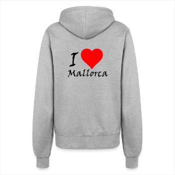 Ich Liebe Mallorca / I love / Souvenir / Malle - Frauen Kapuzenjacke - Grau meliert - Hinten - Maraike (178cm)