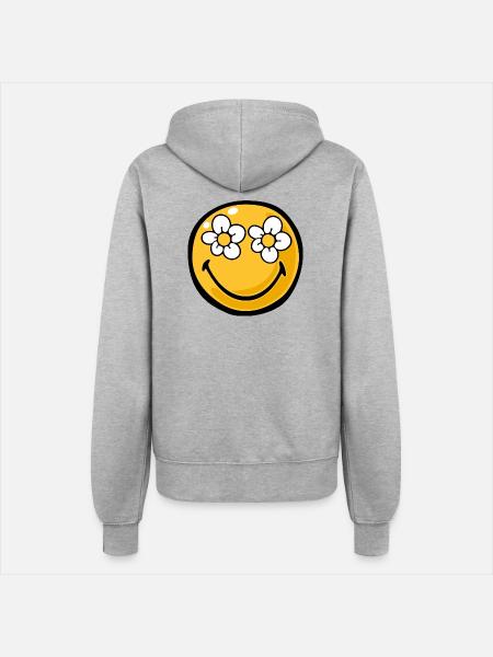 Smiley flower eyes - Frauen Kapuzenjacke - Grau meliert