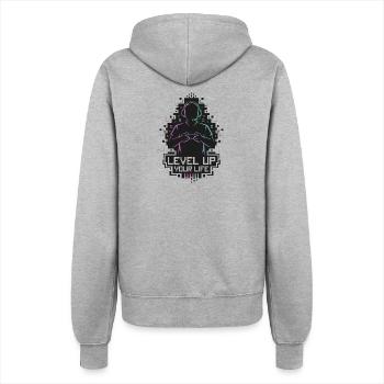 Level Up Your Life – Gamer-Silhouette - Frauen Kapuzenjacke - Grau meliert - Hinten - Maraike (178cm)