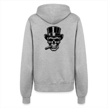 Grimmiger Schädel Zigarren Tattoo Halloween Style - Frauen Kapuzenjacke - Grau meliert - Hinten - Maraike (178cm)