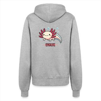 Evolve Axolotl – Süßes Motiv mit Message - Frauen Kapuzenjacke - Grau meliert - Hinten - Maraike (178cm)