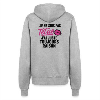 Têtue mais toujours raison - Veste à capuche Femme - gris chiné - Dos - Maraike (178cm)
