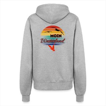 Moin Westerland mit Möwe im Retro Style-Westerland - Frauen Kapuzenjacke - Grau meliert - Hinten - Maraike (178cm)