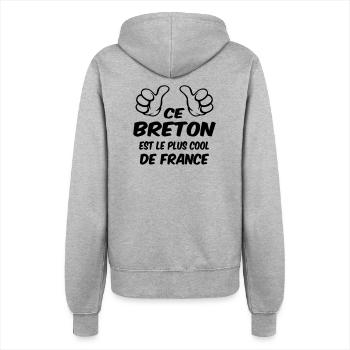 Breton / Bretonne / Bretagne / France / Humour / - Veste à capuche Femme - gris chiné - Dos - Maraike (178cm)