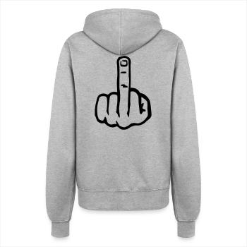 Mittelfinger - Frauen Kapuzenjacke - Grau meliert - Hinten - Maraike (178cm)