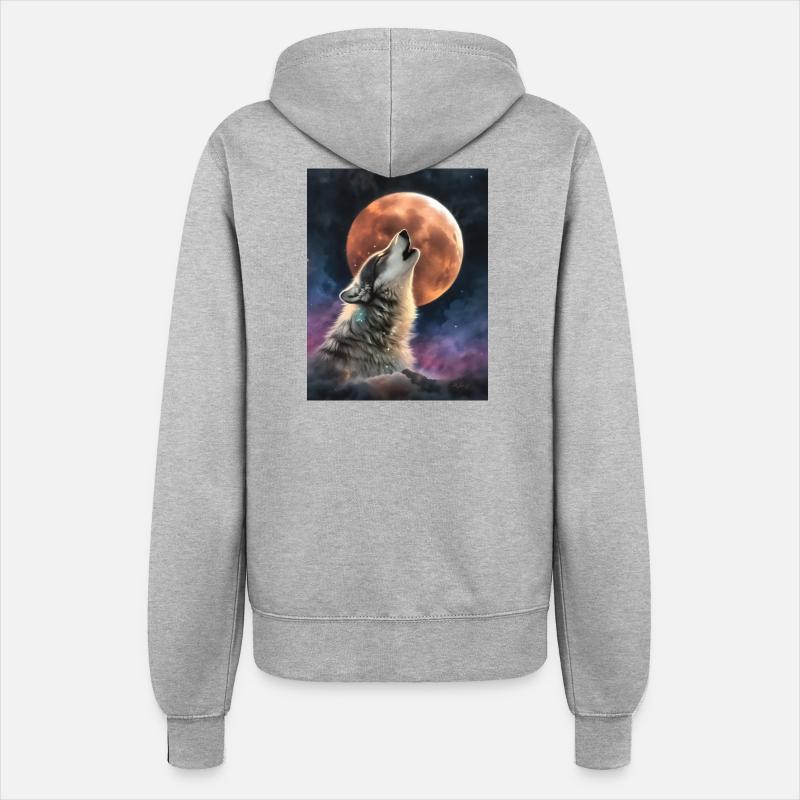 Heulender Wolf - Frauen Kapuzenjacke - Grau meliert