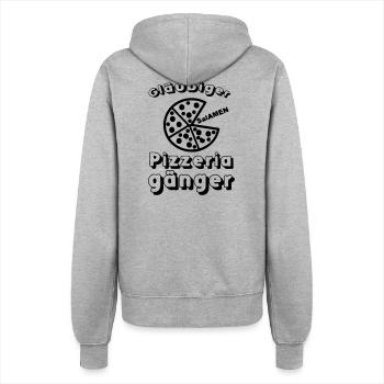 Pizza Pizzeria Spruch lustig Essen Geschenk - Frauen Kapuzenjacke - Grau meliert - Hinten - Maraike (178cm)