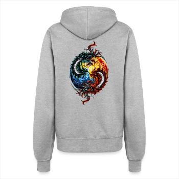 Yin Yang Drache - Frauen Kapuzenjacke - Grau meliert - Hinten - Maraike (178cm)