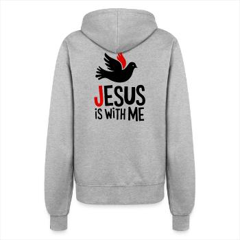 Jésus est avec moi - Veste à capuche Femme - gris chiné - Dos - Maraike (178cm)