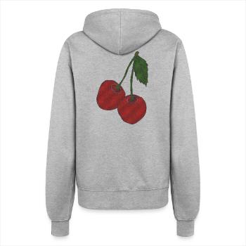 Cherries fabric - Women’s Hooded Jacket - heather grey - Back - Maraike (178cm)
