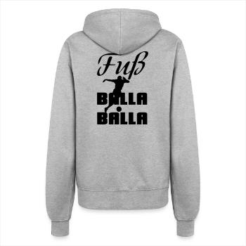Fuß-Balla-Balla Fußball Geschenk Sprüche EM - Frauen Kapuzenjacke - Grau meliert - Hinten - Maraike (178cm)