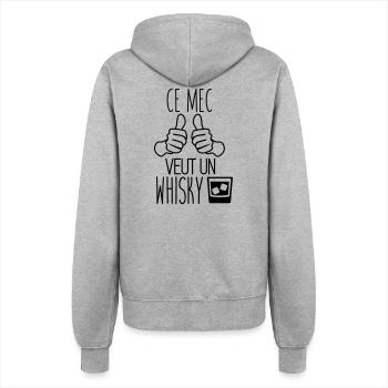 Ce mec veut un whisky - humour citations drôle - Veste à capuche Femme - gris chiné - Dos - Maraike (178cm)
