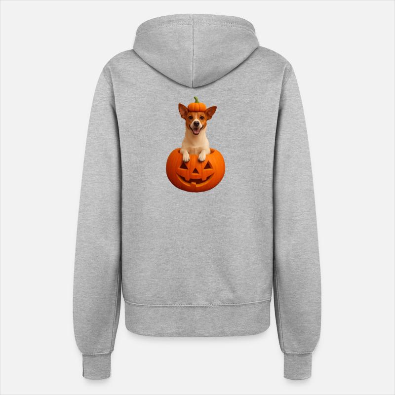 Halloween Jack Russell Terrier in Pumpkin - Women’s Hooded Jacket - heather grey