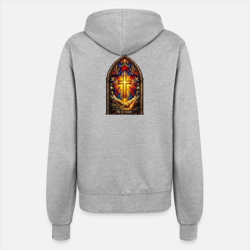 Resurrection He is Risen Easter Jesus - Women’s Hooded Jacket - heather grey