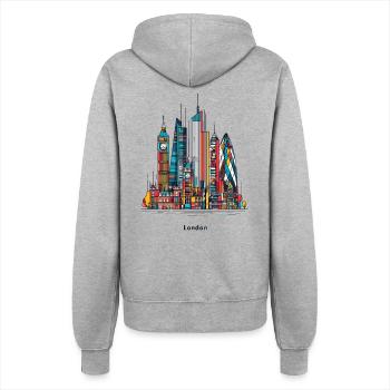 Londons bunte Skyline - Frauen Kapuzenjacke - Grau meliert - Hinten - Maraike (178cm)