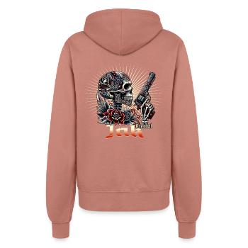 "Eternal Rebel: Die Kunst der Unsterblichkeit" - Frauen Kapuzenjacke - Altrosa - Hinten - Maraike (178cm)