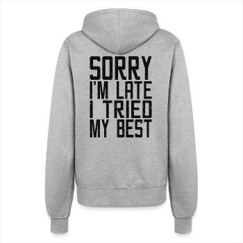 Sorry Im late I tried my best - Women’s Hooded Jacket - heather grey - Back - Maraike (178cm)