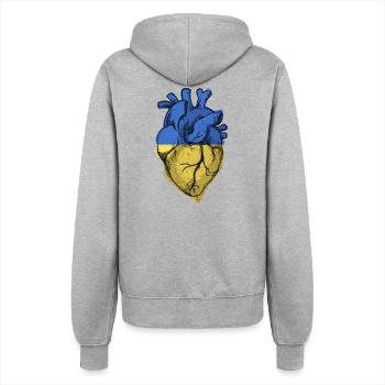 Drapeau du cœur de l’Ukraine libre - Montrez votre amour pour l’Ukraine - Veste à capuche Femme - gris chiné - Dos - Maraike (178cm)